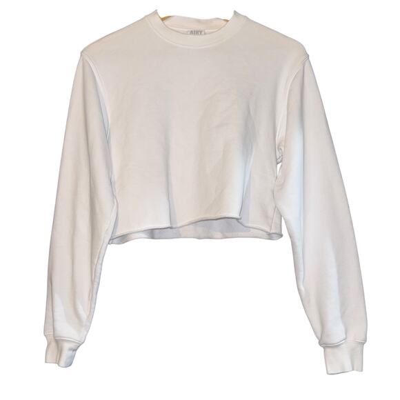 Aritzia Tna Airy Cropped Fleece Sweatshirt White Women's 2XS Oversized Old Money - Picture 1 of 8